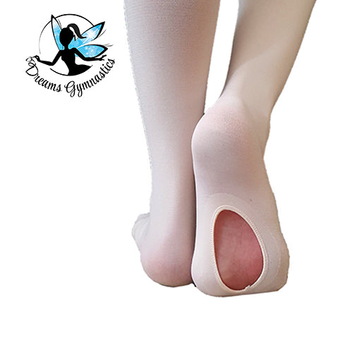 גרביוני בלט משולבים בצבע ורוד בהיר / בלט / צבע סלמון. בד עבה 90D, תפרים מחוזקים. חוג מחול, מגמת מחול. מבית דרימס ג'ימנסטיקס