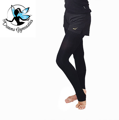 גרביונים stirrup עם רגלית בצבע שחור. בד עבה 90D, תפרים מחוזקים. חוג מחול, מגמת מחול. מבית דרימס ג'ימנסטיקס