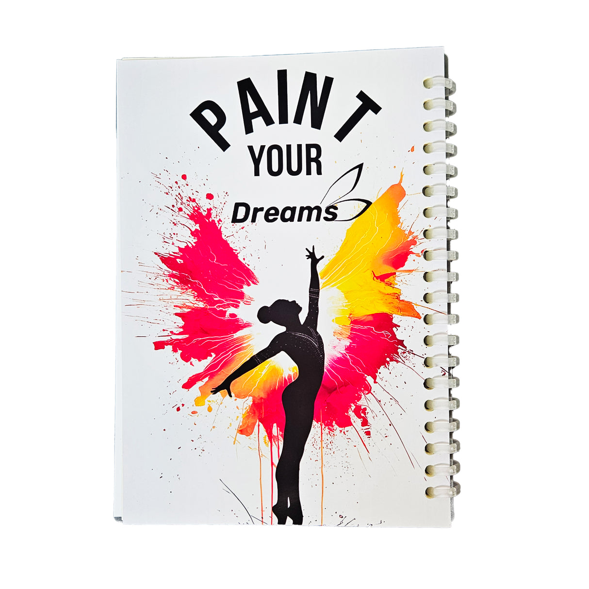 מחברת אימונים עם עיצוב צבעוני ודמויות מתעמלות בתנועה. מתנה מושלמת. להתעמלות, אקרובטיקה ומחול. מבית דרימס ג'ימנסטיקס