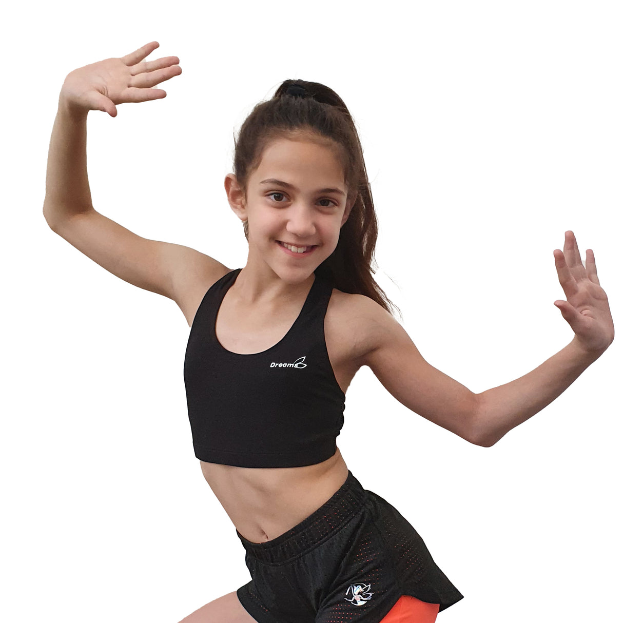 גוזיית ספורט מבד לייקרה ספורטיבית לנידוף זיעה נמתח ונעים למגע, מתאימה להתעמלות, ריקוד ואקרובטיקה דרימס ג'ימנסטיקס