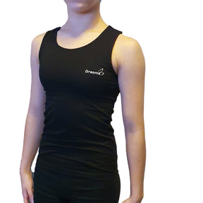 גופיה DreamFlex בצבע שחור מבד כותנה נמתח ונעים למגע, מתאימה להתעמלות, אקרובטיקה וריקוד דרימס