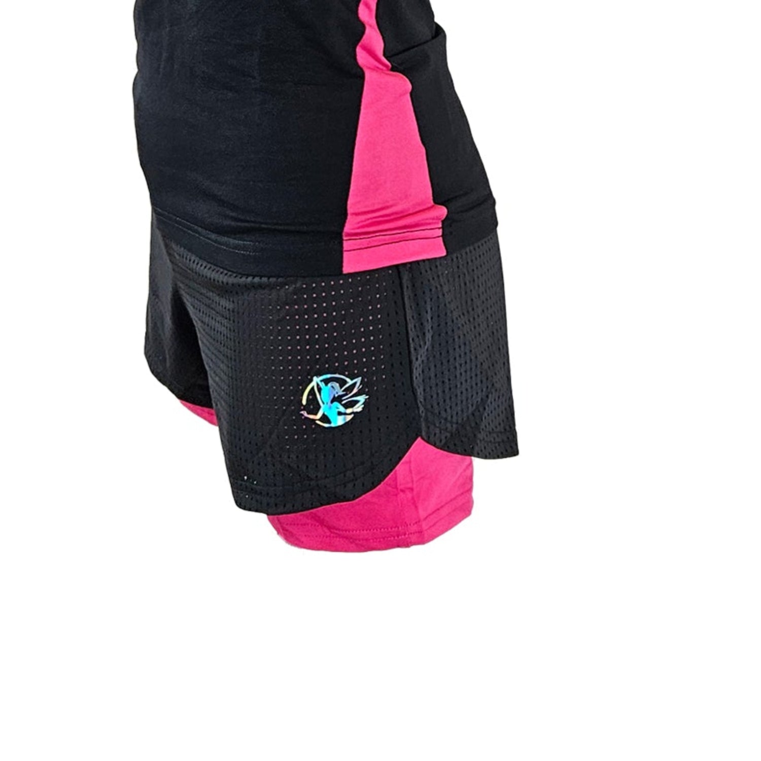 שורטים כפולים DoubleDream Net שתי שכבות עשויים מבד נושם וגמיש לנוחות ותנועה בחוגי התעמלות ואקרובטיקה ורוד דרימס ג'ימנסטיקס 