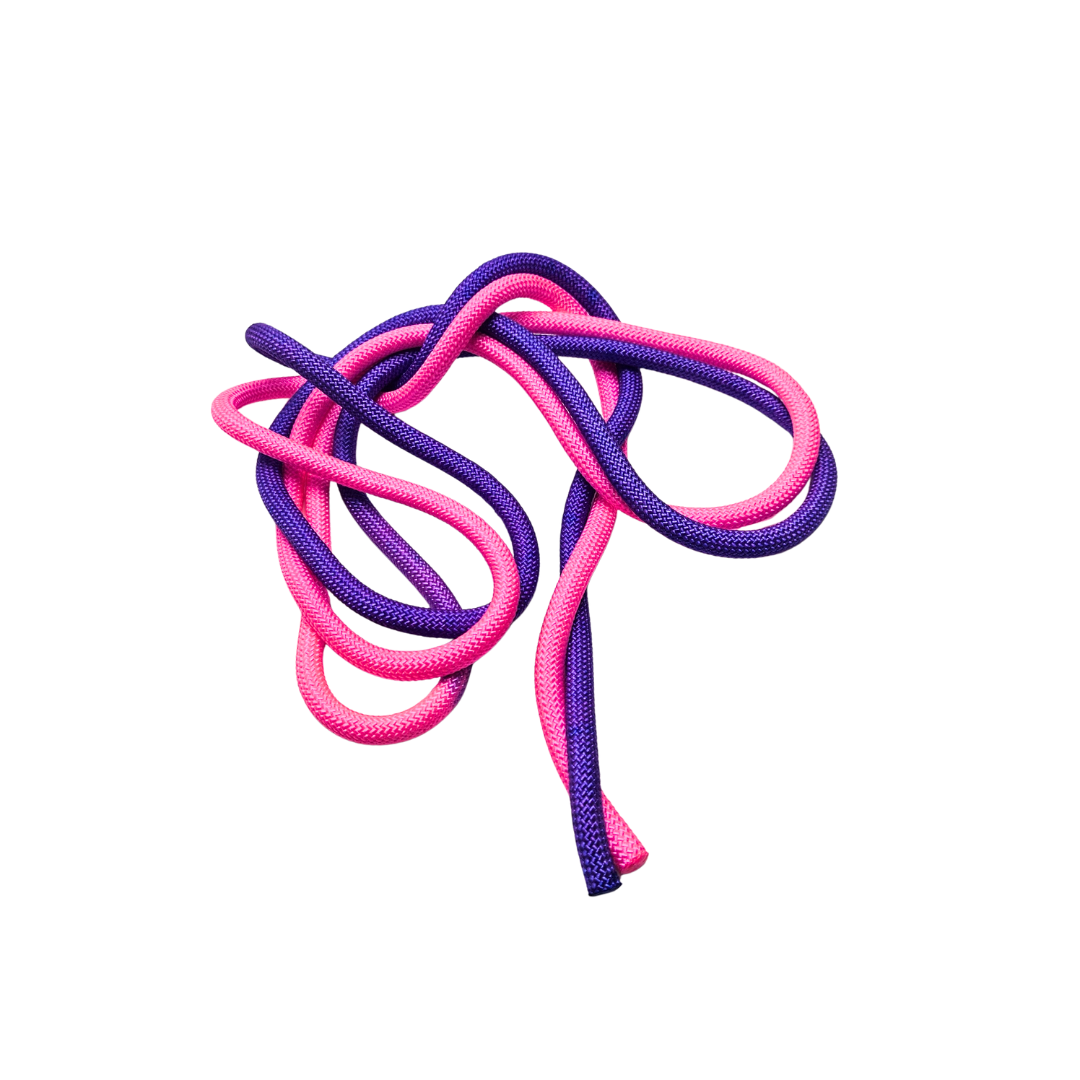 חבל קפיצה מקצועי דילוגית להתעמלות אומנותית שני צבעים סגול ורוד
