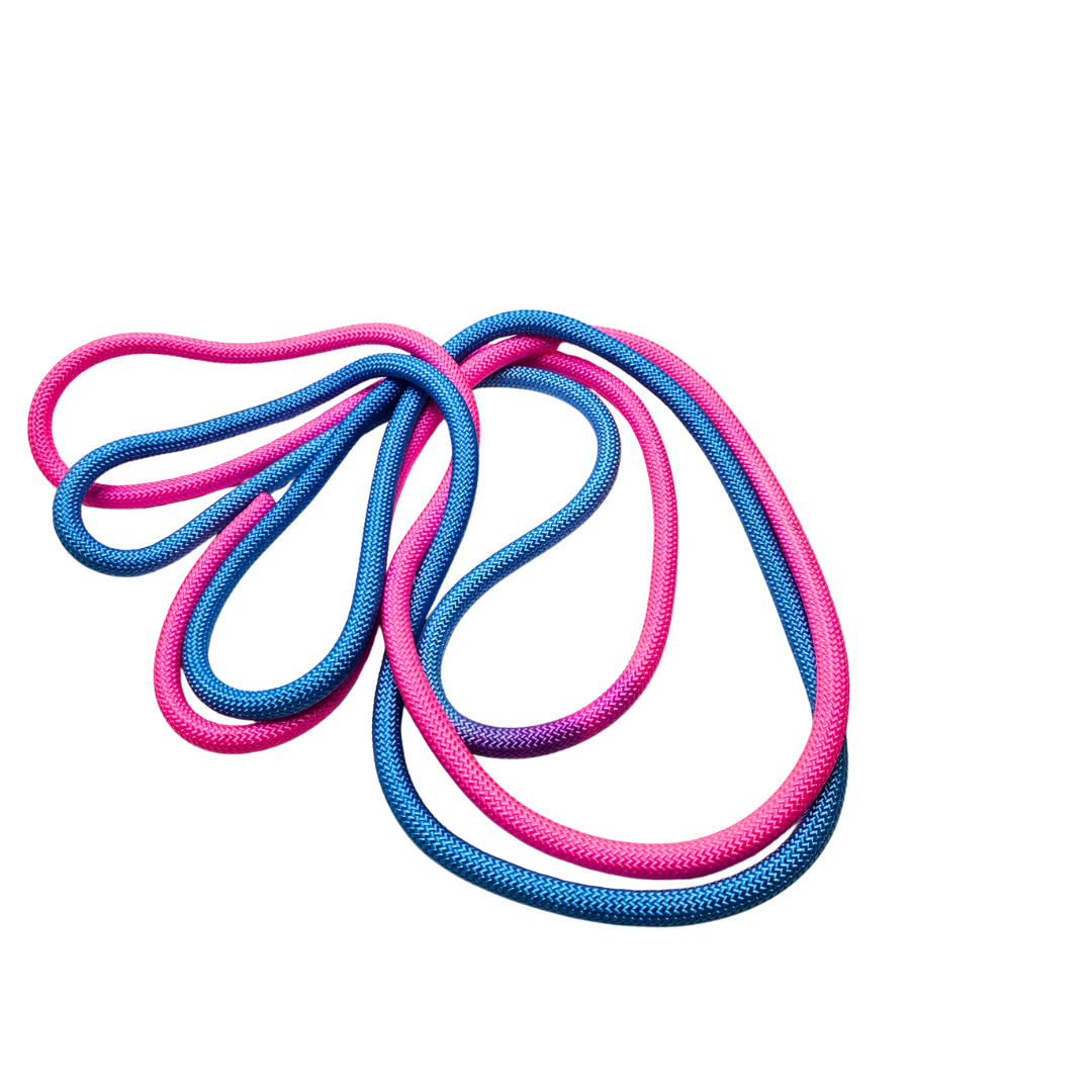 חבל קפיצה מקצועי דילוגית להתעמלות אומנותית שני צבעים תכלת ורוד
