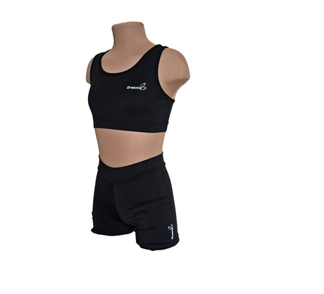  שורט לייקרה בצבע שחור מבד אלסטי ונמתח לנוחות מקסימלית. להתעמלות, אקרובטיקה ומחול. מבית דרימס ג'ימנסטיקס