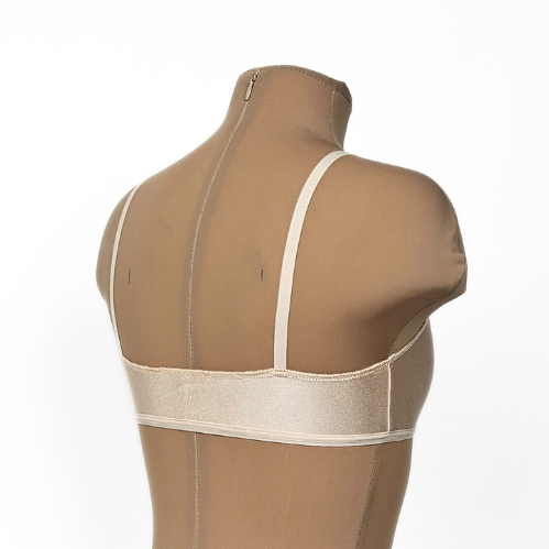  גוזיה צבע גוף משי Dreams עשויה בד משי בצבע בז׳ עם רצועות דקות להתעמלות, אקרובטיקה ומחול. מבית דרימס ג'ימנסטיקס